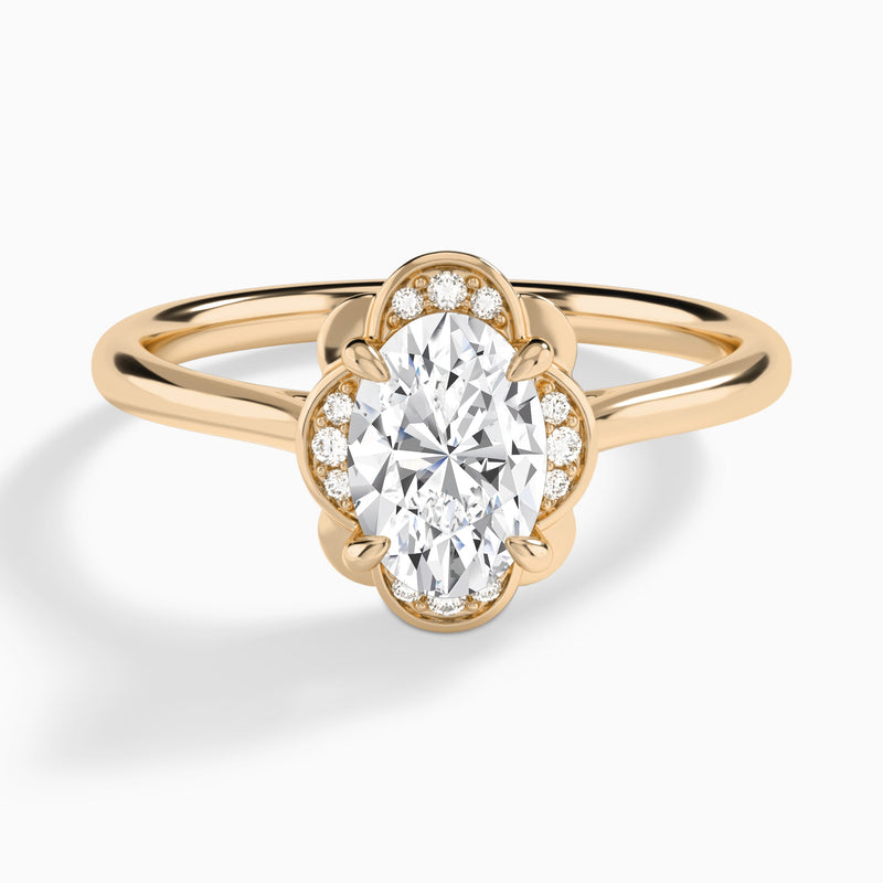 Oval Rosalind Lab Grown Diamond Engagement Ring In 14K Rose Gold - Lucenjuri