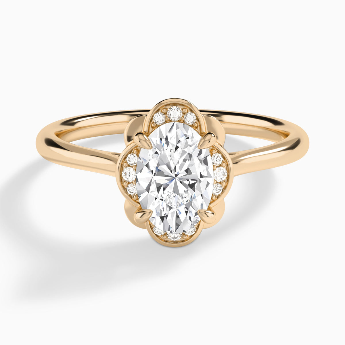 Oval Rosalind Lab Grown Diamond Engagement Ring In 14K Rose Gold - Lucenjuri
