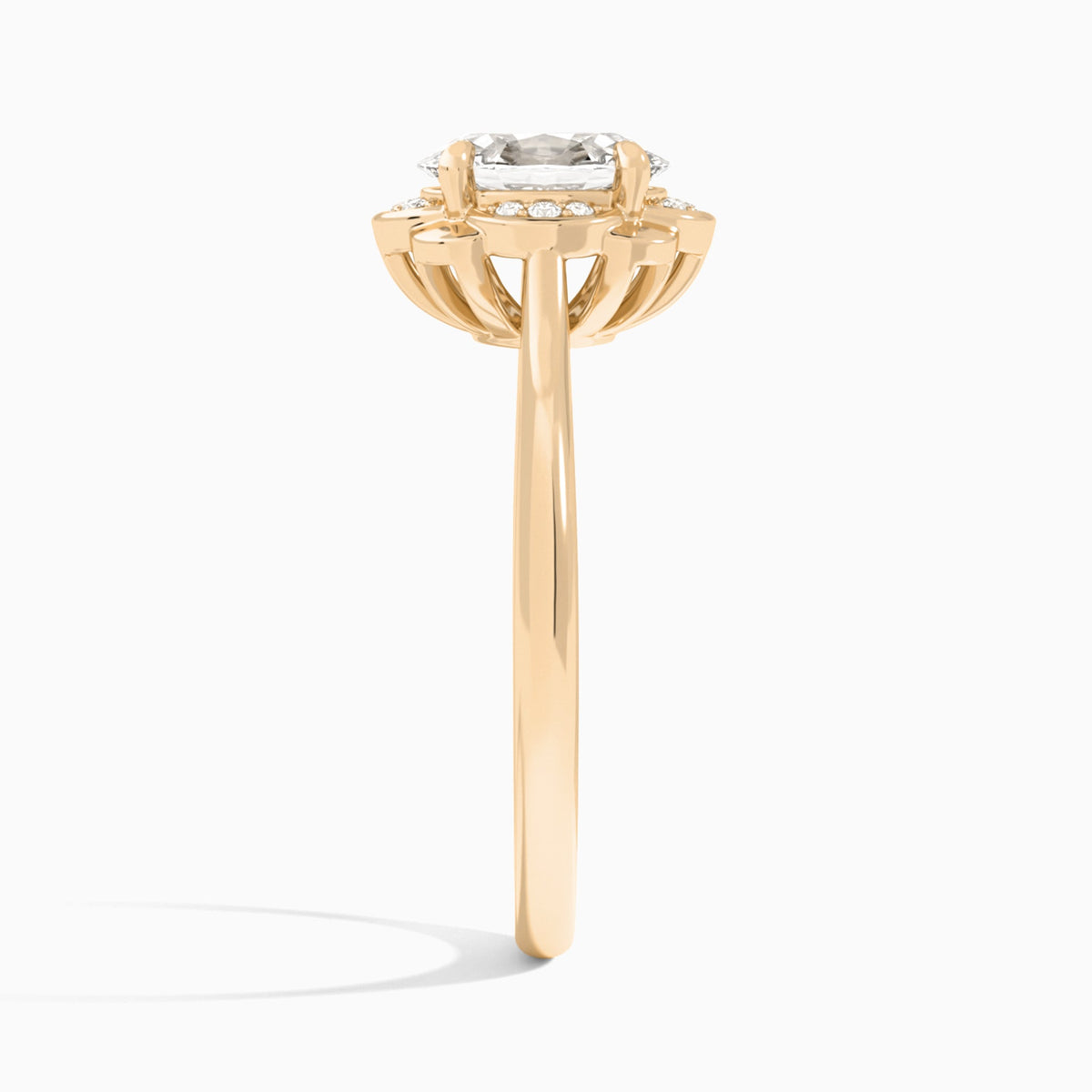 Oval Rosalind Lab Grown Diamond Engagement Ring In 14K Rose Gold, Side View