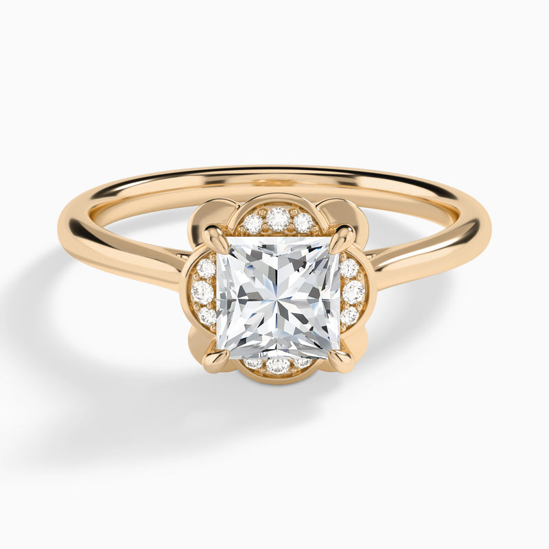 Princess Rosalind Lab Grown Diamond Engagement Ring In 14K Rose Gold - Lucenjuri