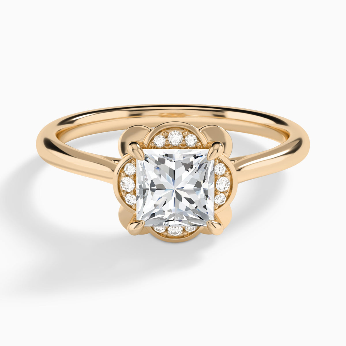 Princess Rosalind Lab Grown Diamond Engagement Ring In 14K Rose Gold - Lucenjuri