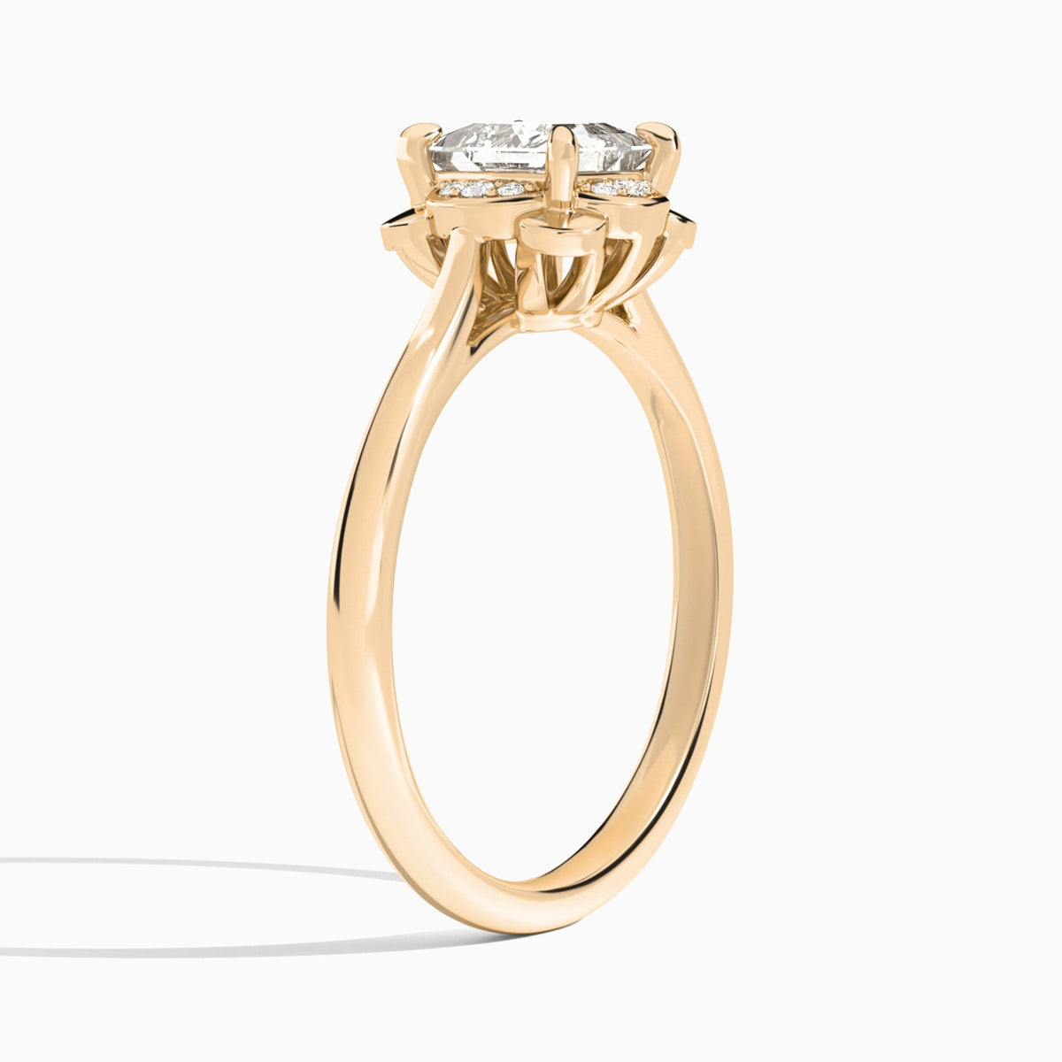 Princess Rosalind Lab Grown Diamond Engagement Ring In 14K Rose Gold, Angle View