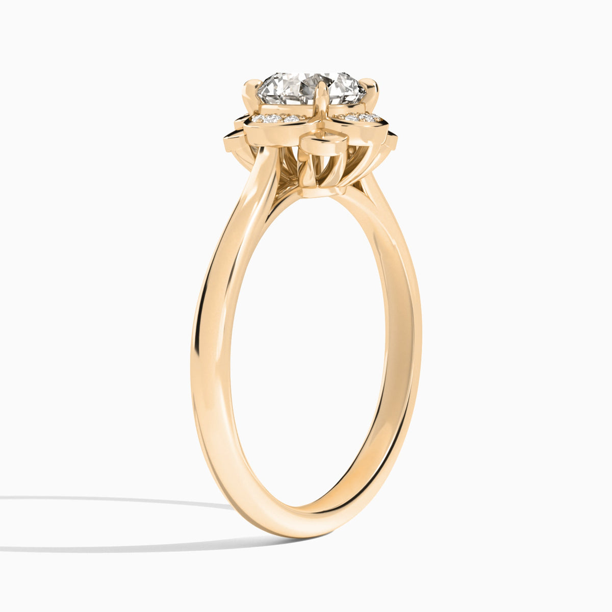 Round Rosalind Lab Grown Diamond Engagement Ring In 14K Rose Gold, Angle View