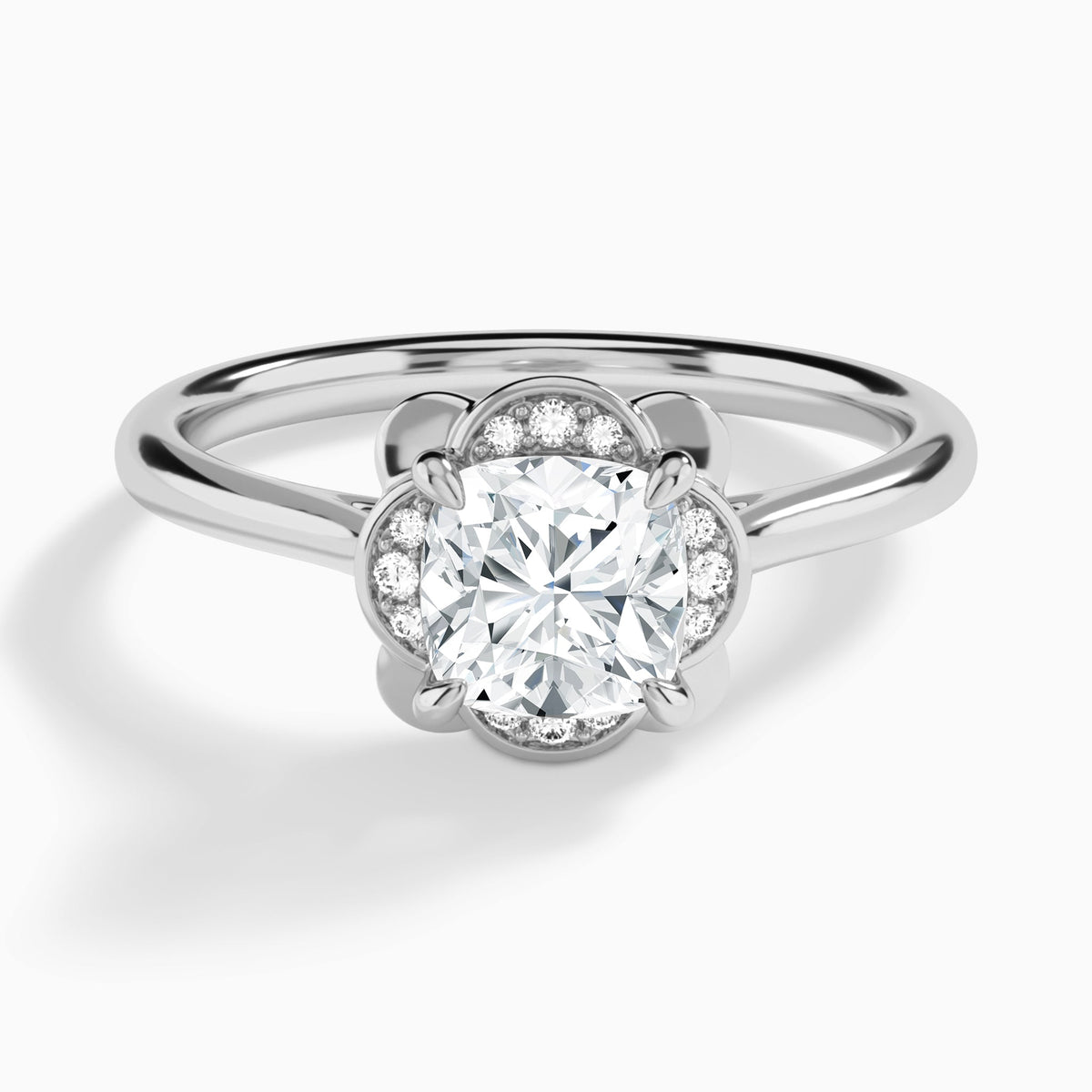 Cushion Rosalind Lab Grown Diamond Engagement Ring In 14K White Gold - Lucenjuri