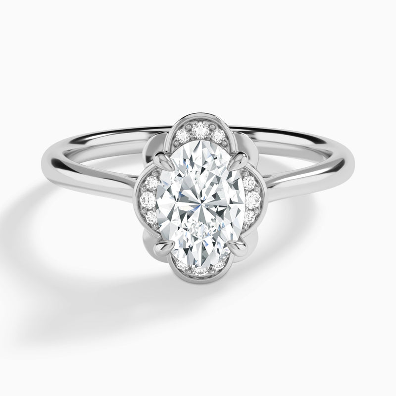 Oval Rosalind Lab Grown Diamond Engagement Ring In 18K White Gold - Lucenjuri