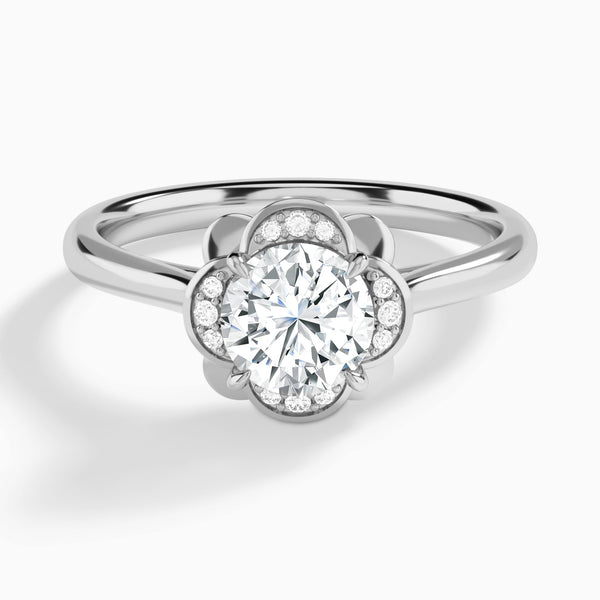 Round Rosalind Lab Grown Diamond Engagement Ring In 14K White Gold - Lucenjuri