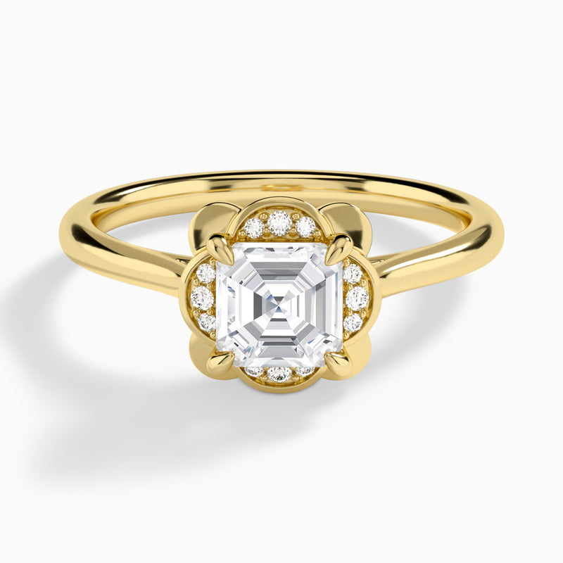 Asscher Rosalind Lab Grown Diamond Engagement Ring In 14K Yellow Gold - Lucenjuri