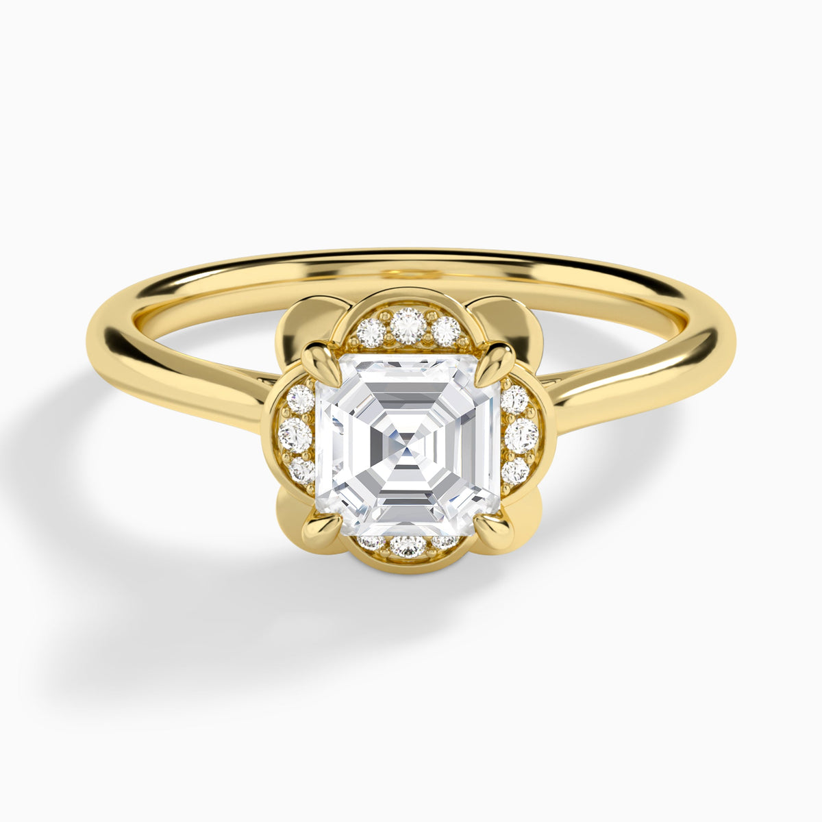 Asscher Rosalind Lab Grown Diamond Engagement Ring In 14K Yellow Gold - Lucenjuri
