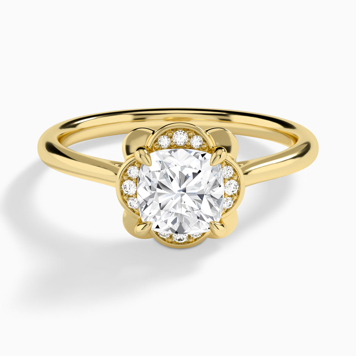 Cushion Rosalind Lab Grown Diamond Engagement Ring In 14K Yellow Gold - Lucenjuri