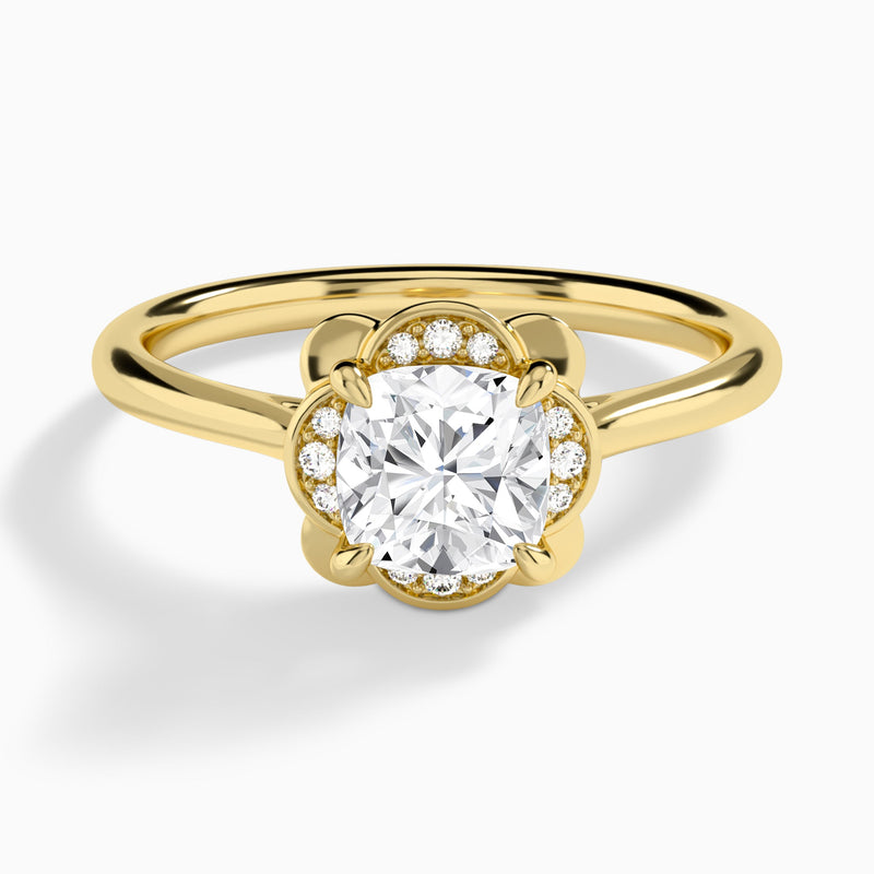 Cushion Rosalind Lab Grown Diamond Engagement Ring In 18K Yellow Gold - Lucenjuri
