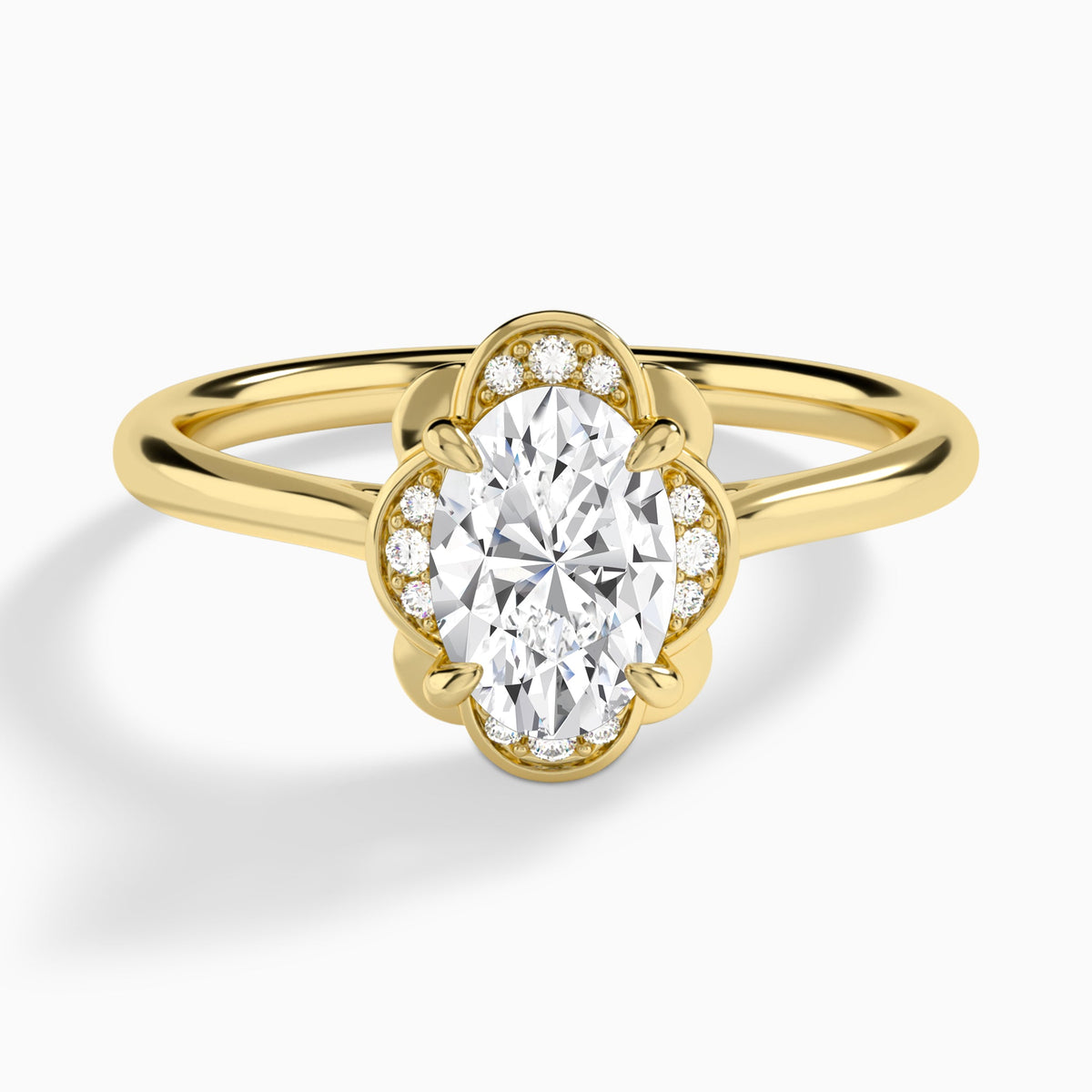 Oval Rosalind Lab Grown Diamond Engagement Ring In 14K Yellow Gold - Lucenjuri