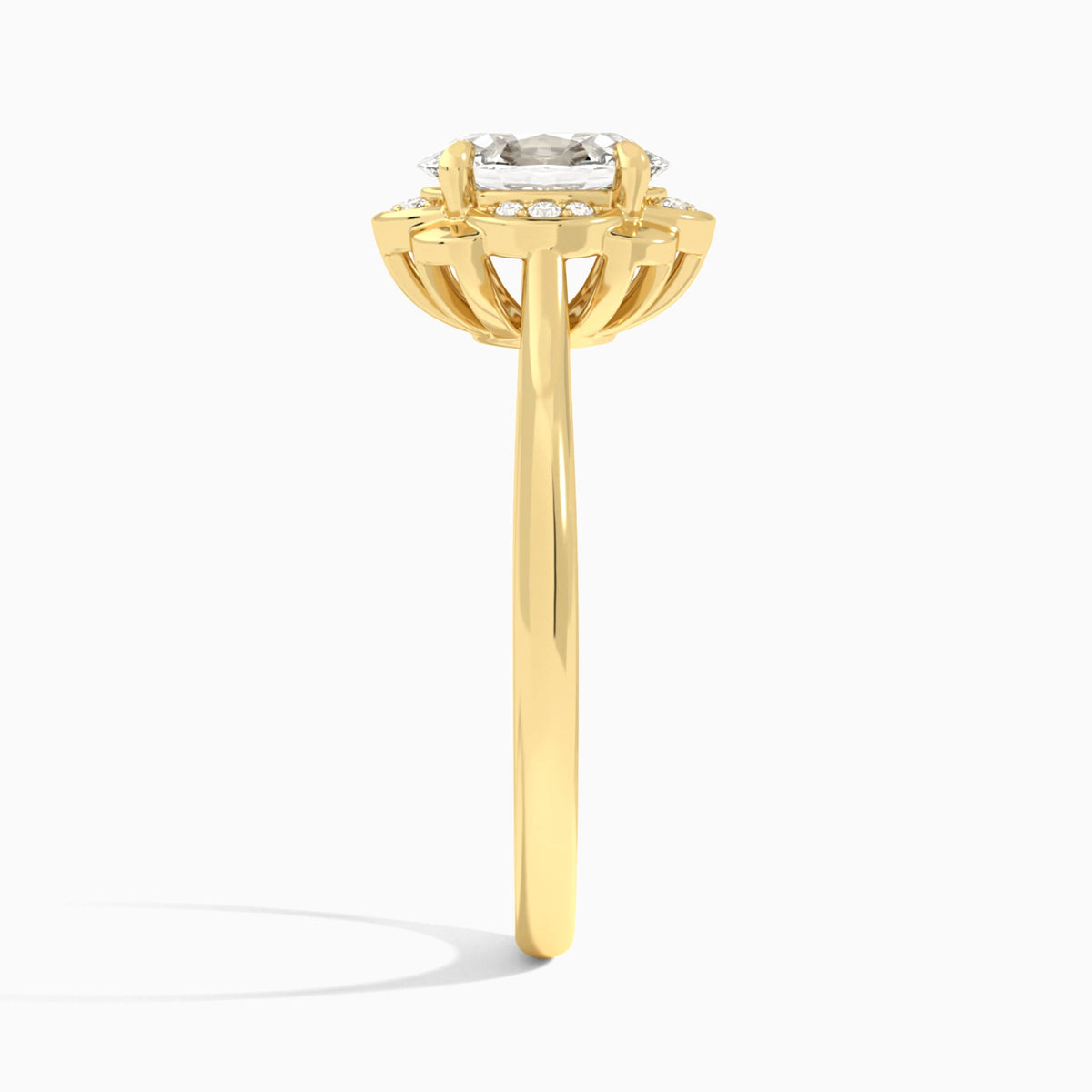 Oval Rosalind Lab Grown Diamond Engagement Ring In 14K Yellow Gold, Side View