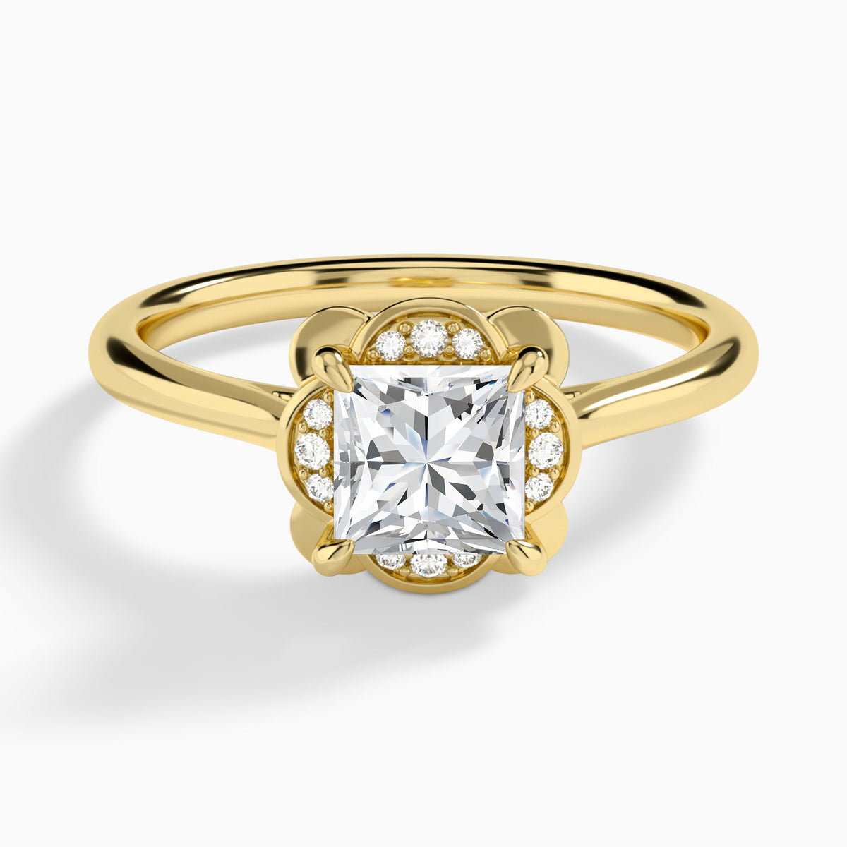 Princess Rosalind Lab Grown Diamond Engagement Ring In 14K Yellow Gold - Lucenjuri