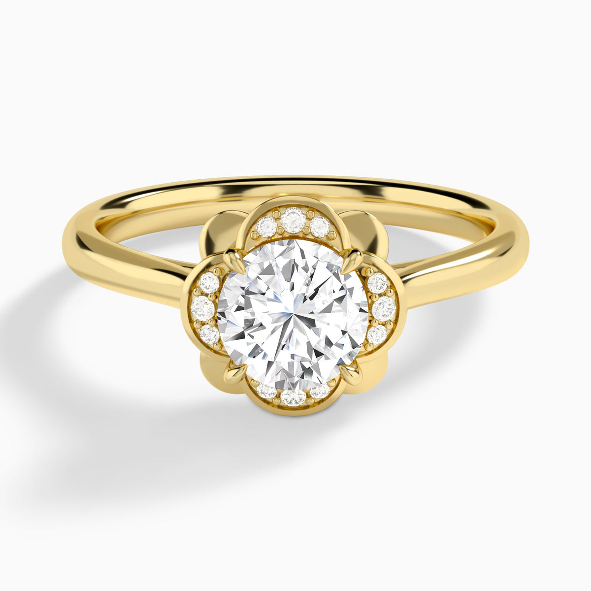 Round Rosalind Lab Grown Diamond Engagement Ring In 18K Yellow Gold - Lucenjuri