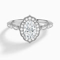 Oval Anastasia Vintage Halo Lab Diamond Engagement Ring In Platinum - Lucenjuri