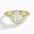 Round Anastasia Vintage Halo Lab Diamond Engagement Ring In 18K Yellow Gold - Lucenjuri