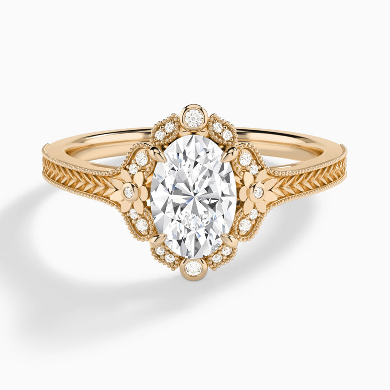 Oval Arabella Halo Lab Grown Diamond Engagement Ring In 14K Rose Gold - Lucenjuri