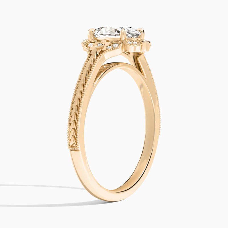Oval Arabella Halo Lab Grown Diamond Engagement Ring In 14K Rose Gold, Angle View
