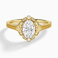 Oval Arabella Halo Lab Diamond Engagement Ring In 18K Yellow Gold - Lucenjuri