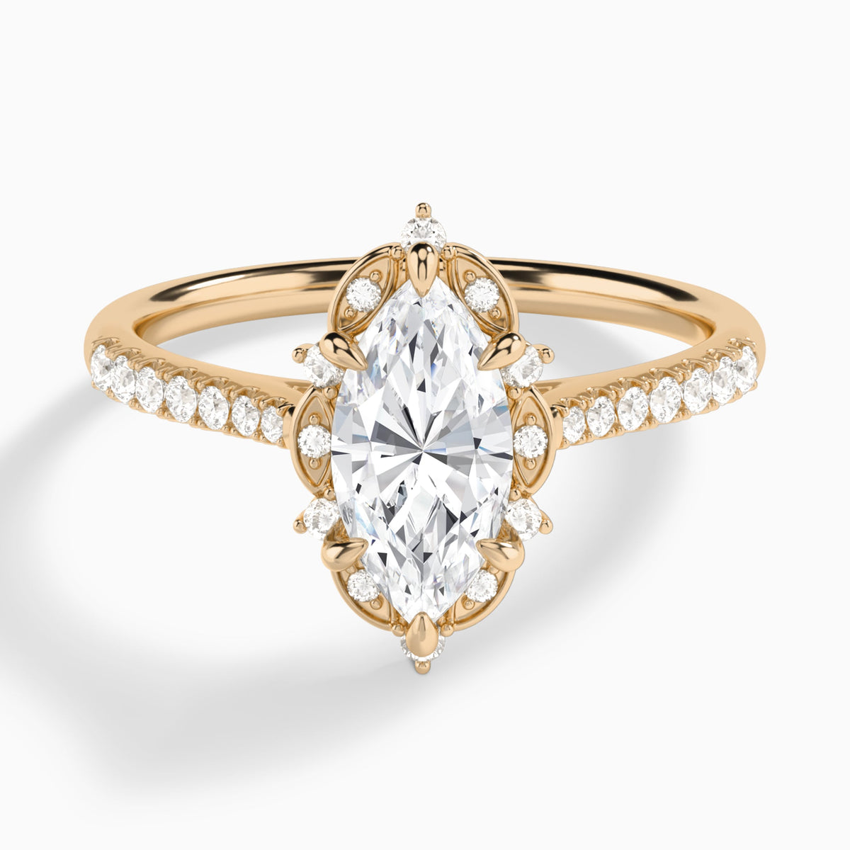 Marquise Luxe Eugenia Lab Grown Diamond Engagement Ring In 14K Rose Gold - Lucenjuri