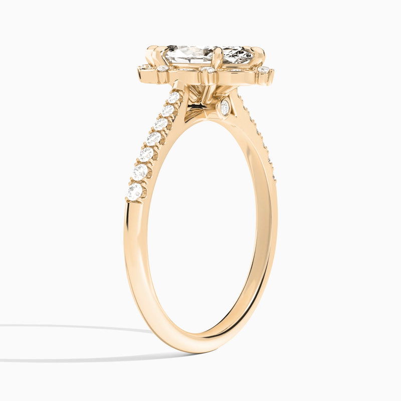 Marquise Luxe Eugenia Lab Grown Diamond Engagement Ring In 14K Rose Gold, Angle View