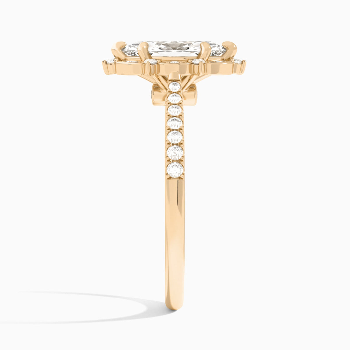 Marquise Luxe Eugenia Lab Grown Diamond Engagement Ring In 14K Rose Gold, Side View