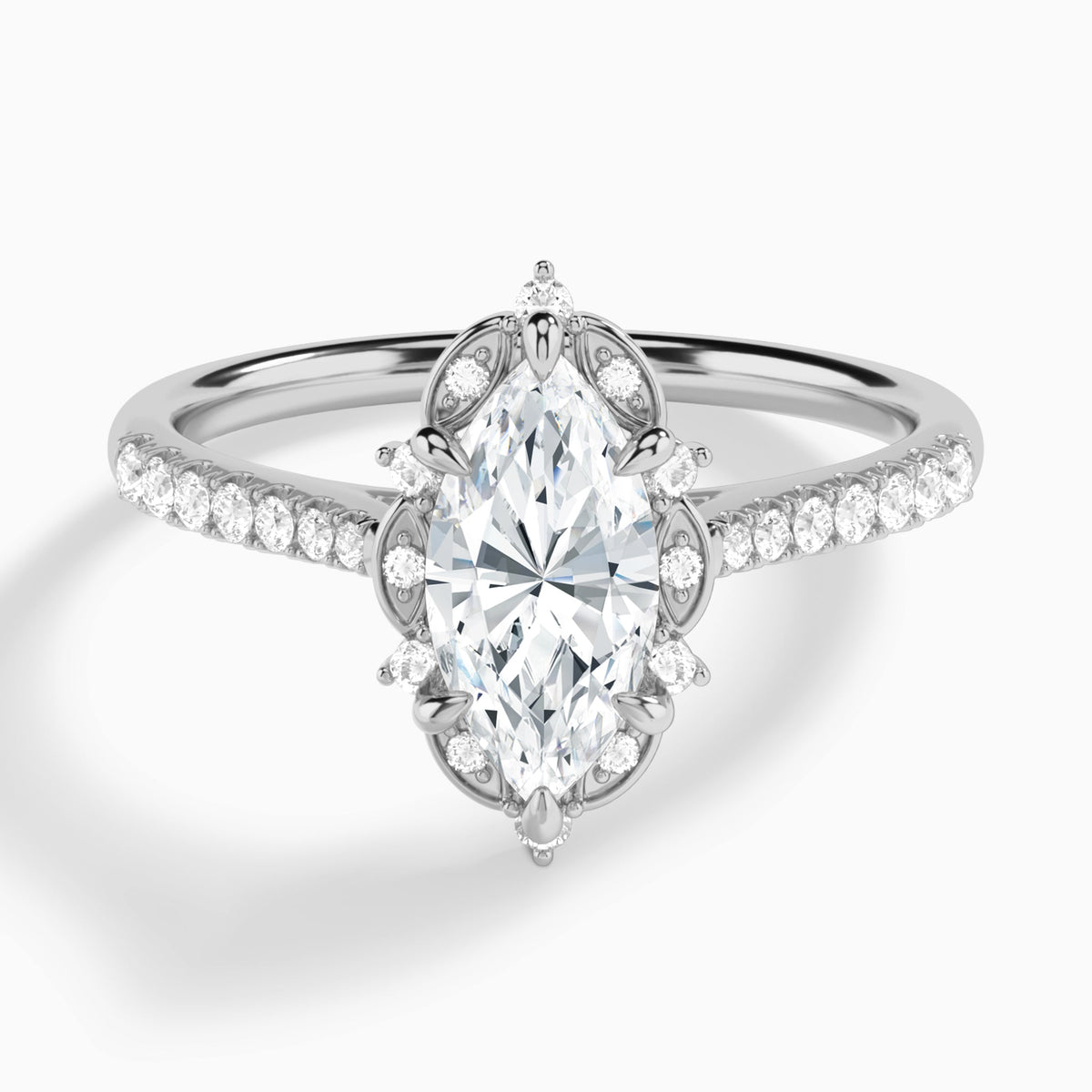 Marquise Luxe Eugenia Lab Grown Diamond Engagement Ring In 18K White Gold - Lucenjuri
