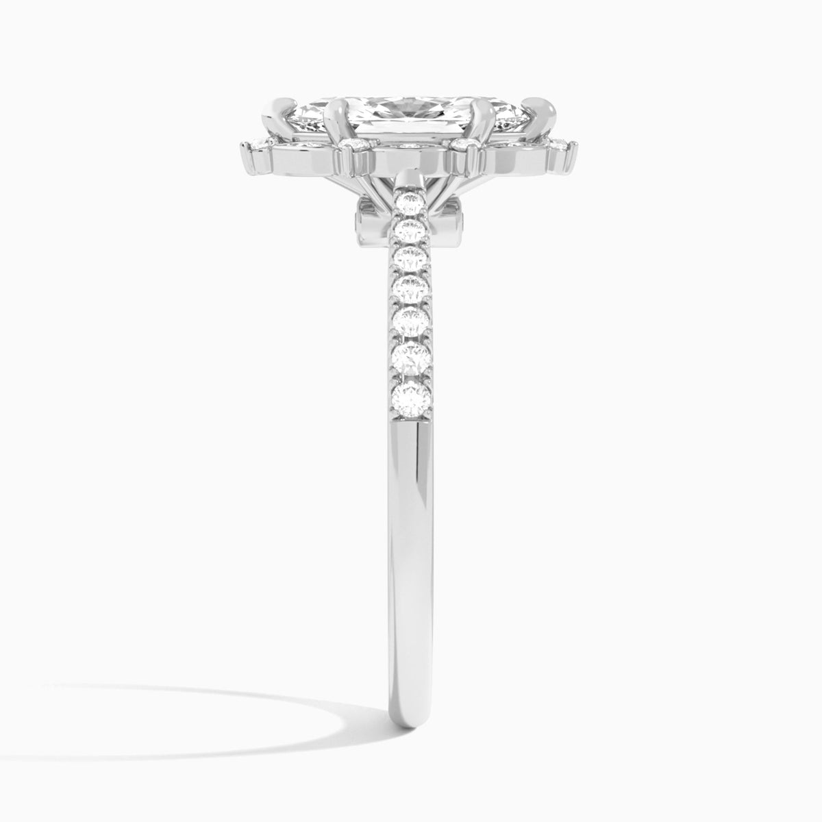 Marquise Luxe Eugenia Lab Grown Diamond Engagement Ring In 18K White Gold, Side View