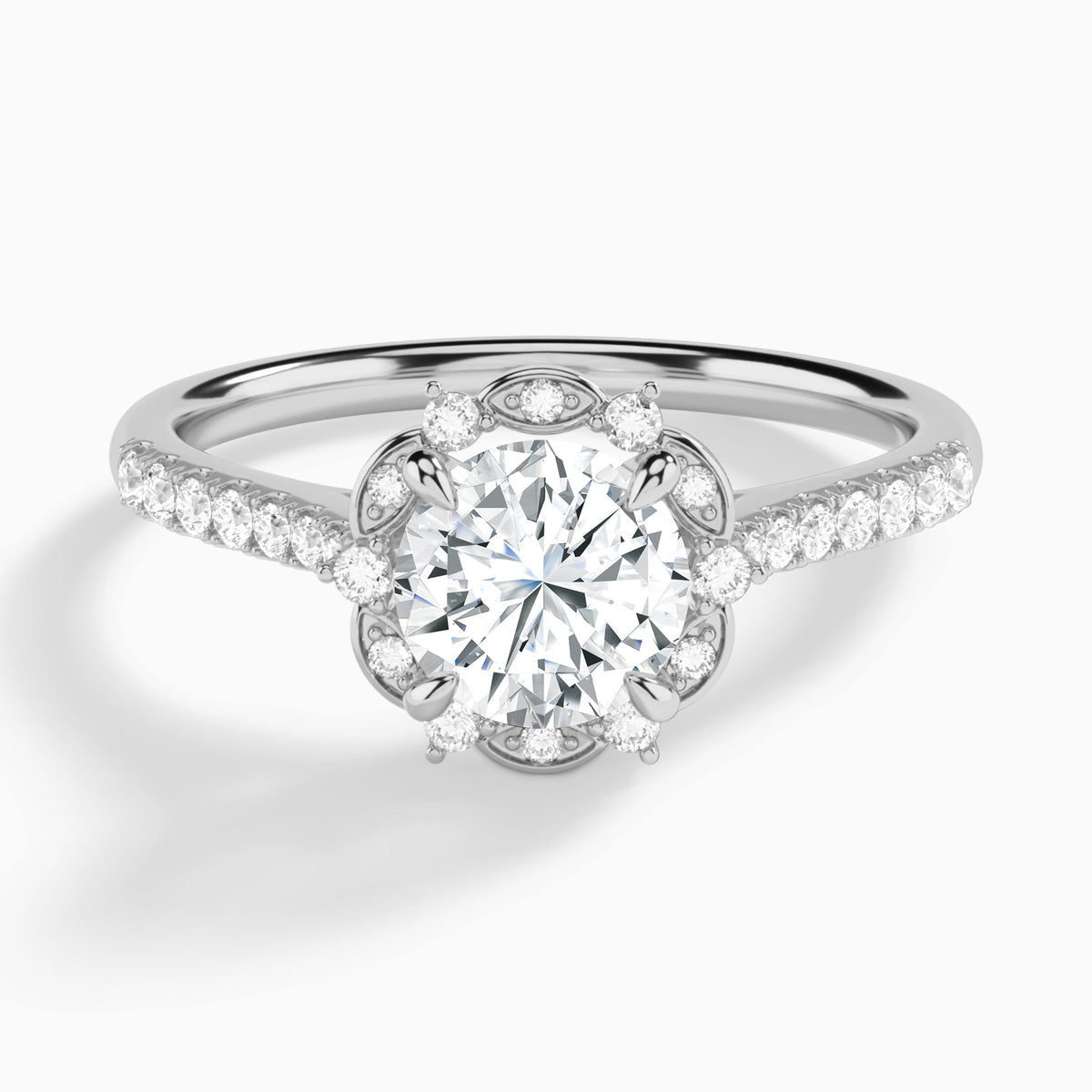 Round Luxe Eugenia Lab Grown Diamond Engagement Ring In 14K White Gold - Lucenjuri