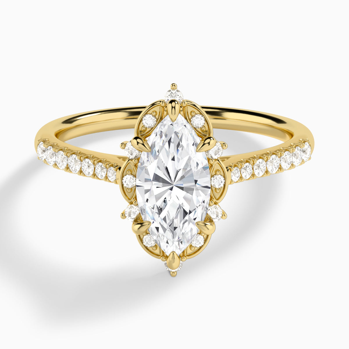 Marquise Luxe Eugenia Lab Grown Diamond Engagement Ring In 18K Yellow Gold - Lucenjuri