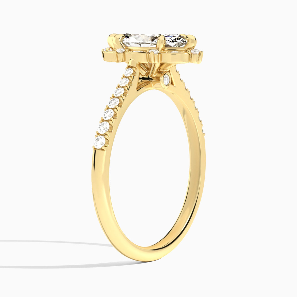 Marquise Luxe Eugenia Lab Grown Diamond Engagement Ring In 18K Yellow Gold, Angle View