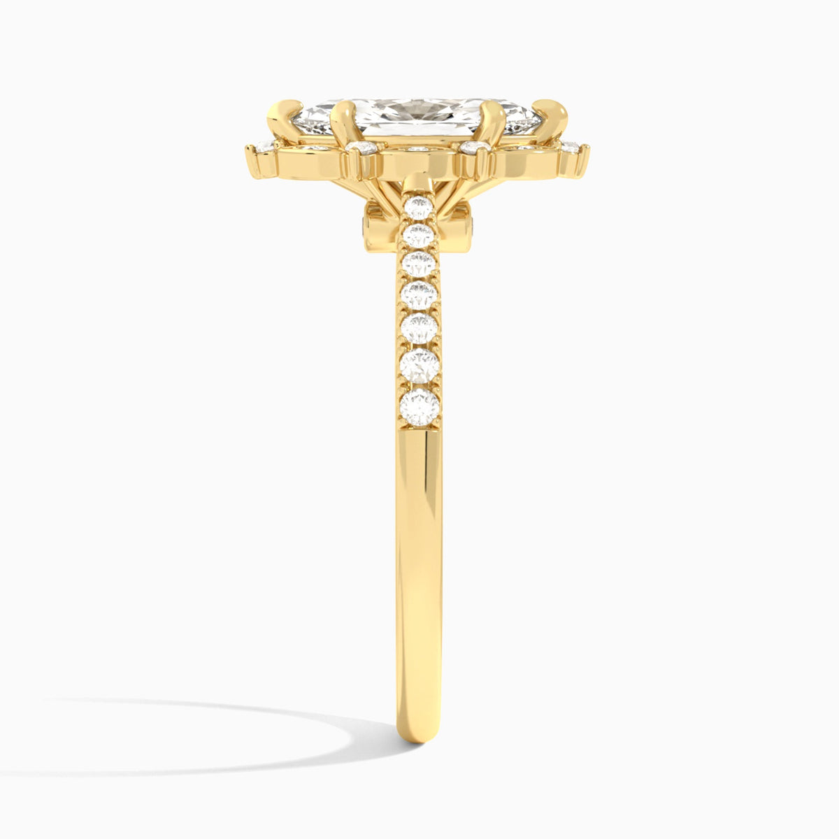 Marquise Luxe Eugenia Lab Grown Diamond Engagement Ring In 14K Yellow Gold, Side View
