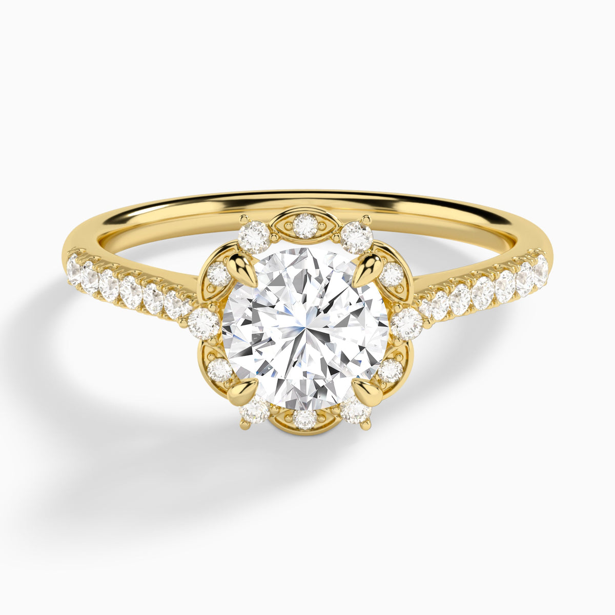 Round Luxe Eugenia Lab Grown Diamond Engagement Ring In 14K Yellow Gold - Lucenjuri