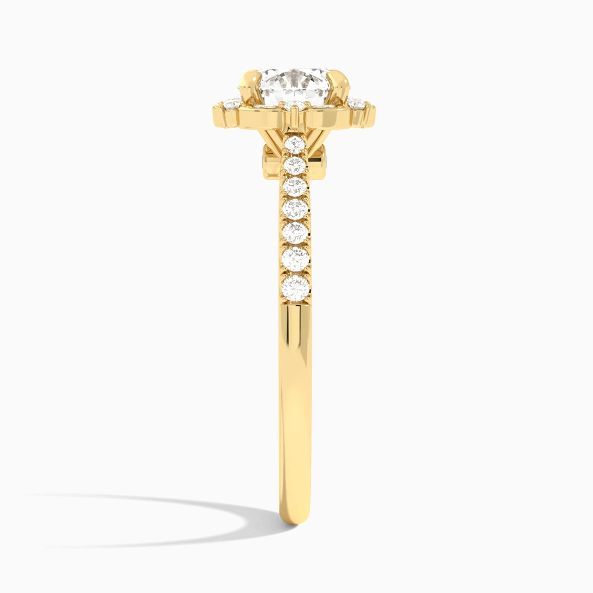 Round Luxe Eugenia Lab Grown Diamond Engagement Ring In 14K Yellow Gold, Side View