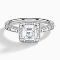 Asscher Lavinia Vintage Halo Lab Diamond Engagement Ring In Platinum - Lucenjuri