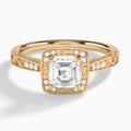 Asscher Lavinia Vintage Halo Lab Diamond Engagement Ring In 14K Rose Gold - Lucenjuri
