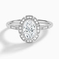 Oval Mirabelle Antique Halo Lab Diamond Engagement Ring In 14K White Gold - Lucenjuri
