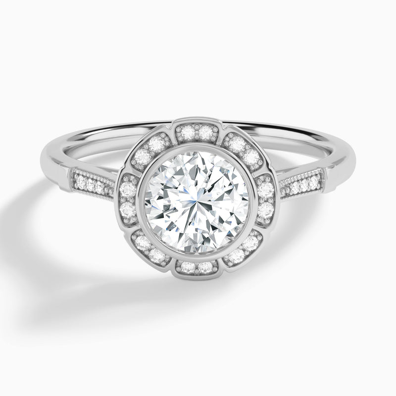Mirabelle Antique Halo Diamond Engagement Ring