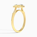 Cushion Mirabelle Antique Halo Lab Diamond Engagement Ring In 18K Yellow Gold, Angle View