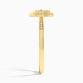 Cushion Mirabelle Antique Halo Lab Diamond Engagement Ring In 18K Yellow Gold, Side View
