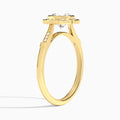 Round Mirabelle Antique Halo Lab Diamond Engagement Ring In 18K Yellow Gold, Angle View