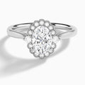 Oval Melody Halo Lab Grown Diamond Engagement Ring In Platinum - Lucenjuri