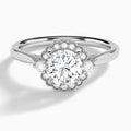 Round Melody Halo Lab Grown Diamond Engagement Ring In Platinum - Lucenjuri