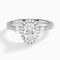 Oval Luxe Three Stone Lab Diamond Engagement Ring In Platinum - Lucenjuri