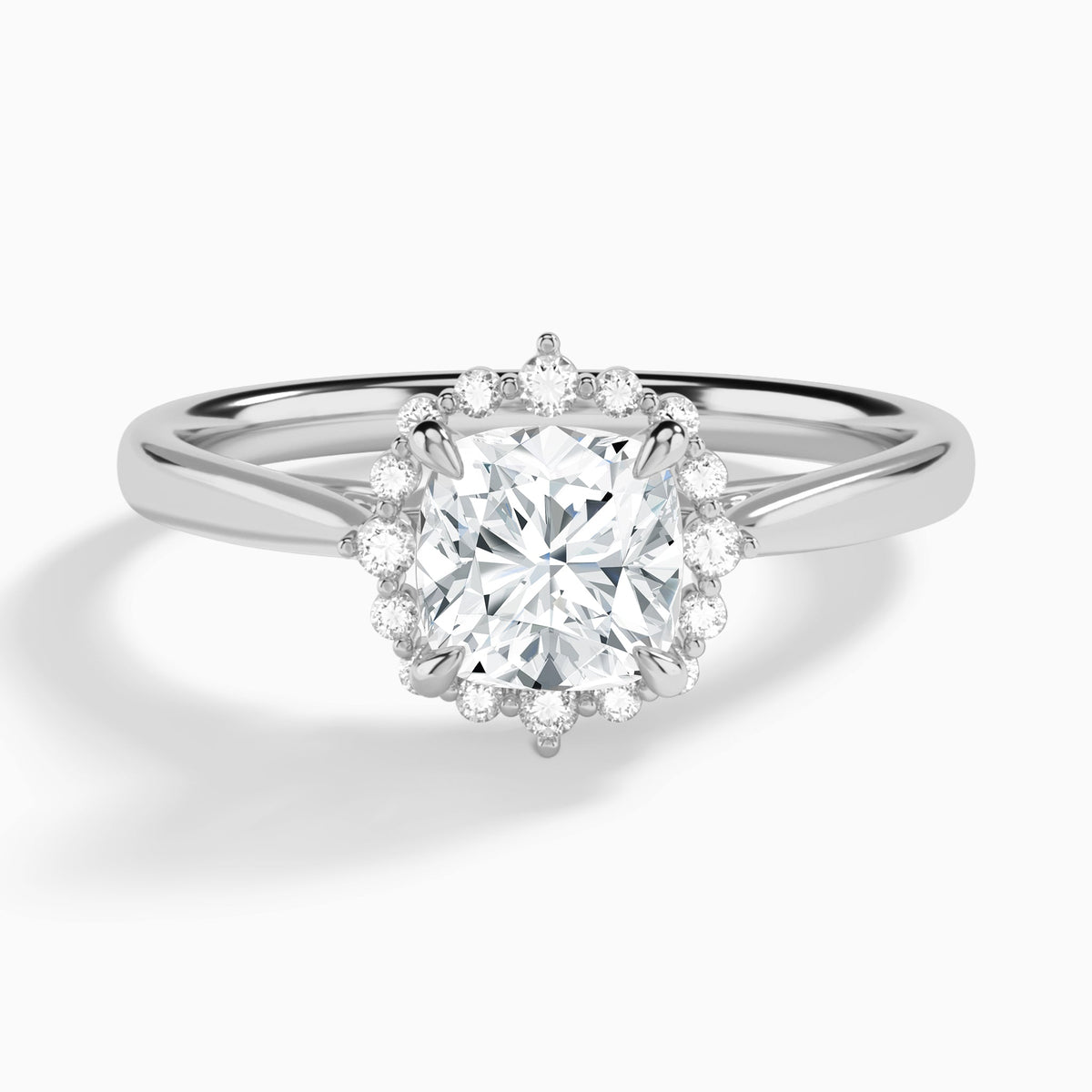Cushion Clementine Halo Lab Grown Diamond Engagement Ring In Platinum - Lucenjuri