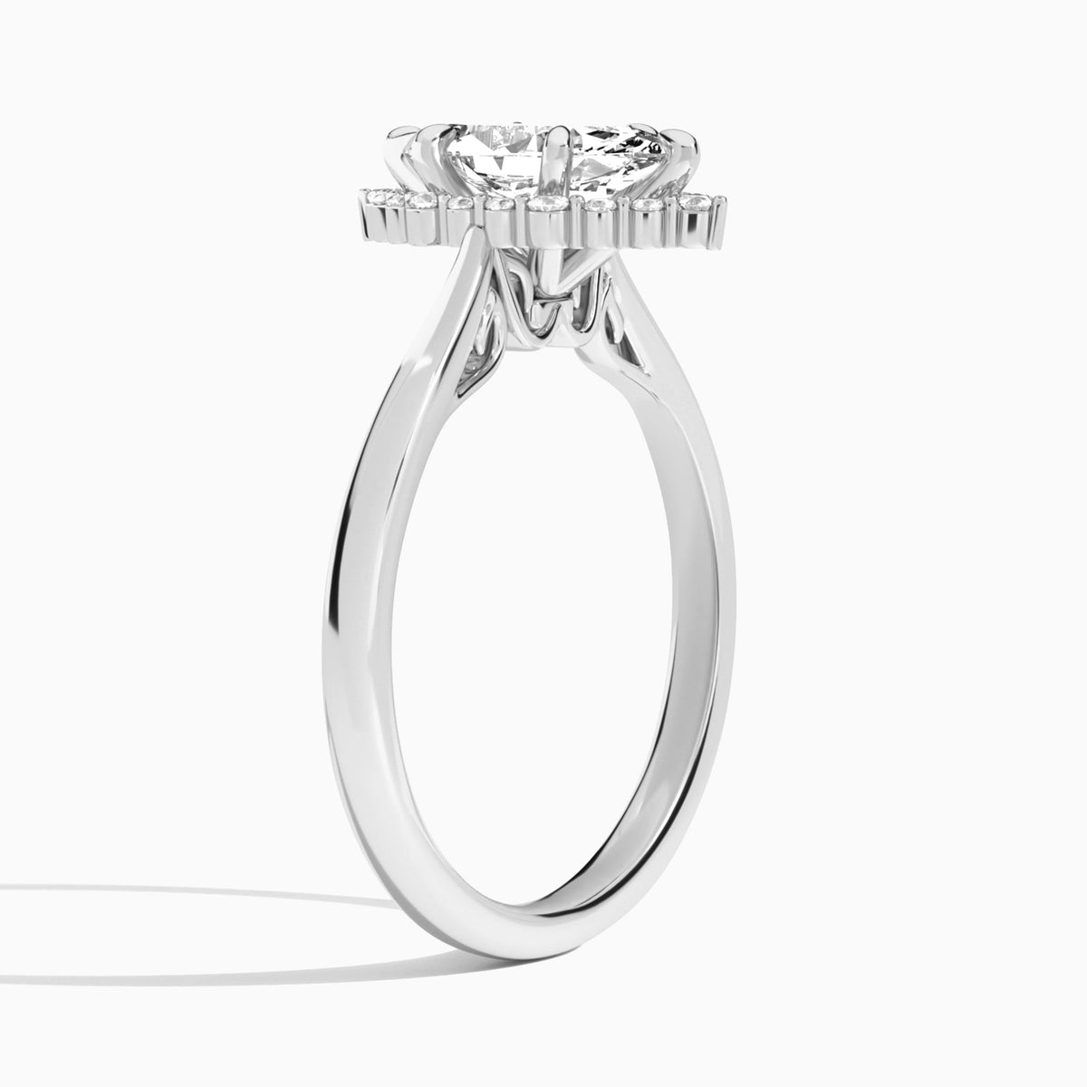 Marquise Clementine Halo Lab Grown Diamond Engagement Ring In Platinum, Angle View
