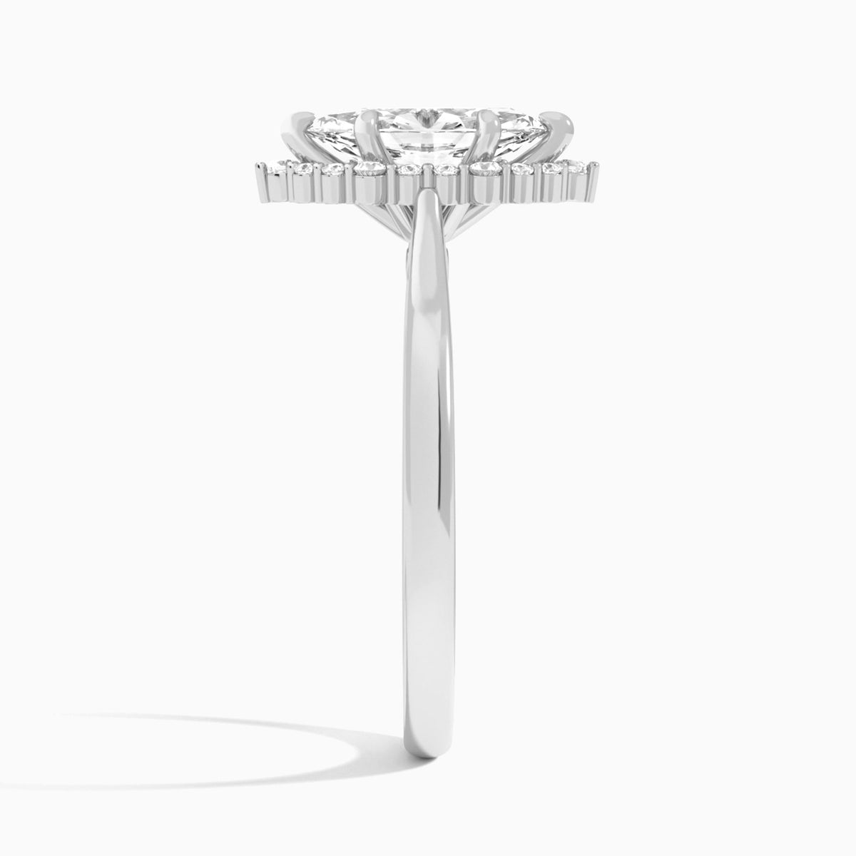 Marquise Clementine Halo Lab Grown Diamond Engagement Ring In Platinum, Side View