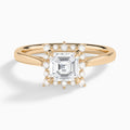 Asscher Clementine Halo Lab Diamond Engagement Ring In 14K Rose Gold - Lucenjuri