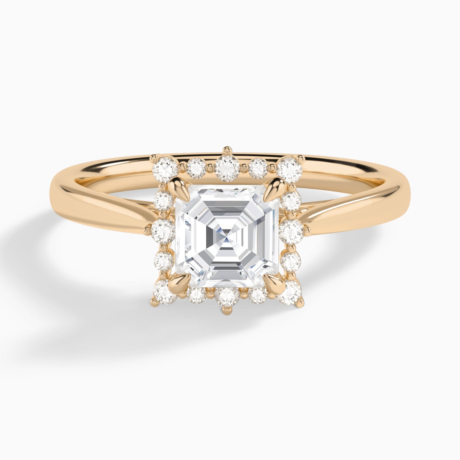 Asscher Clementine Halo Lab Diamond Engagement Ring In 14K Rose Gold - Lucenjuri