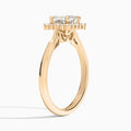 Asscher Clementine Halo Lab Diamond Engagement Ring In 14K Rose Gold, Angle View